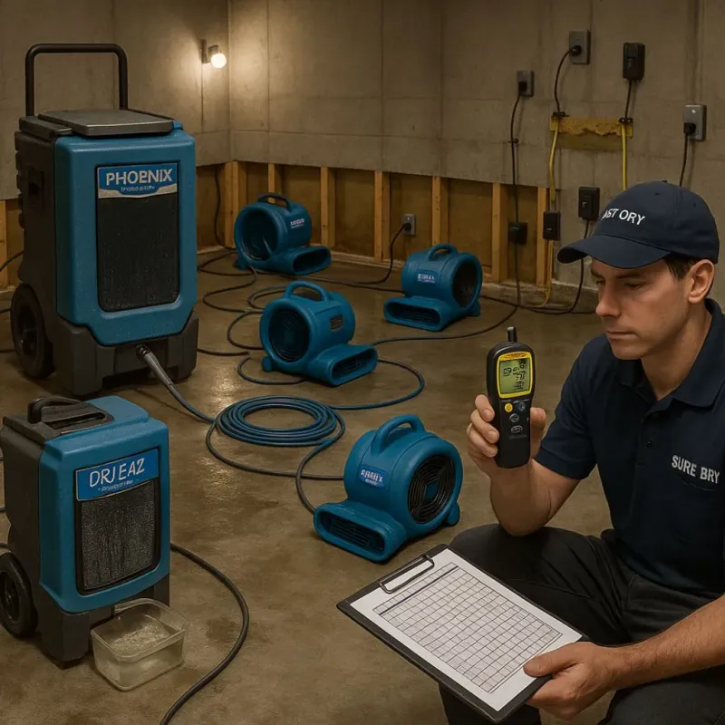 Structural Drying and Dehumidification process in Kure Beach, NC